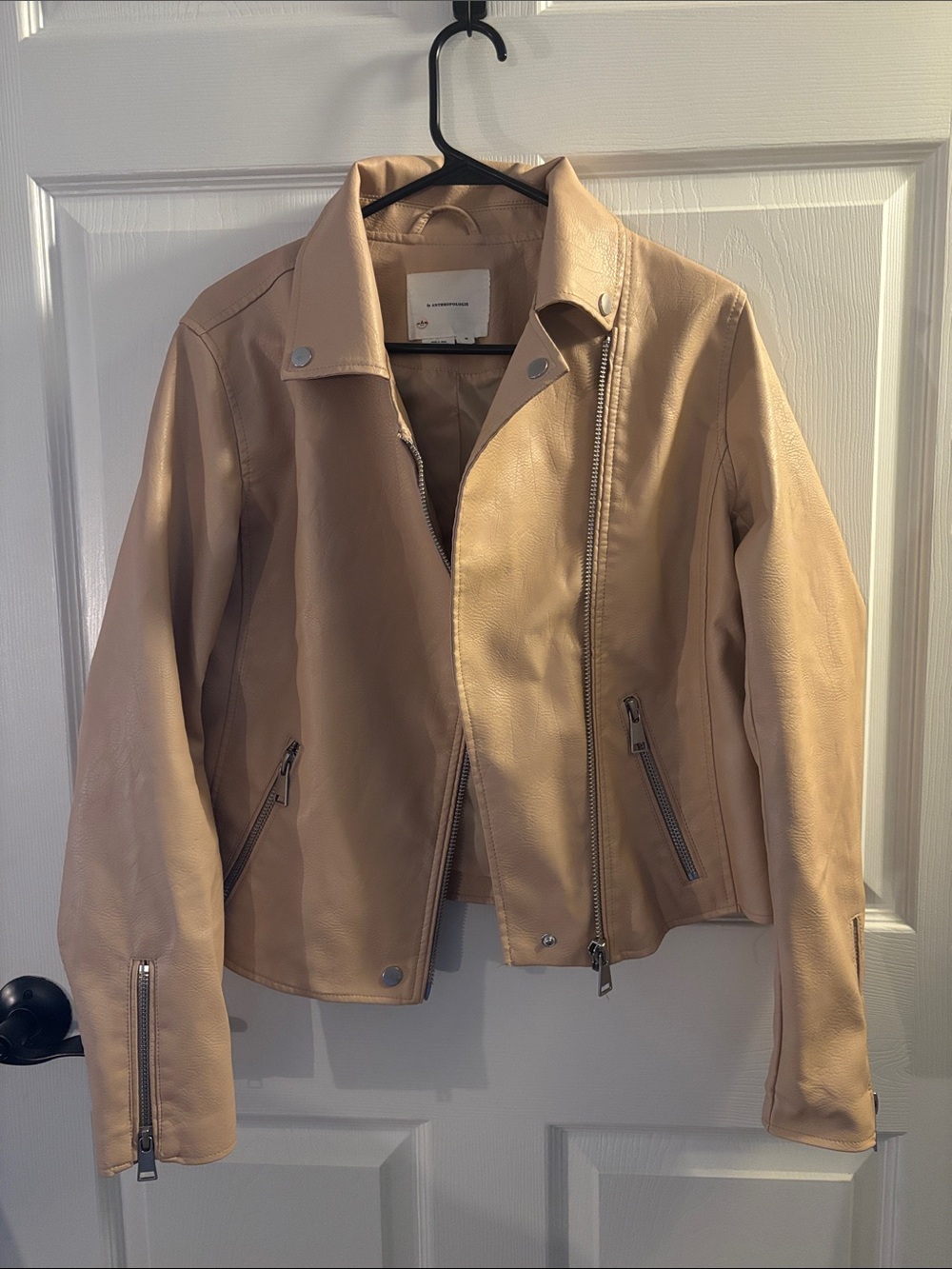 Anthropologie Tan Faux Leather Moto Jacket